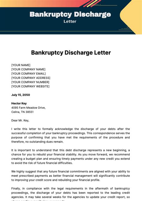 Free Bankruptcy Discharge Letter Template To Edit Online