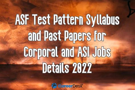 ASF Test Pattern Syllabus And Past Papers For Corporal And ASI Jobs