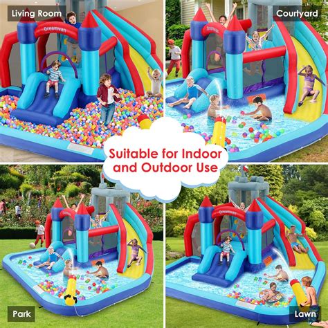 AKEYDIY Casa inflable de rebote con tobogán 10 en 1 para niños parque