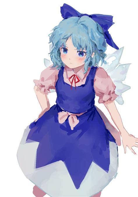 Safebooru 1girl Blue Bow Blue Dress Blue Eyes Blue Hair Blush Cirno Crystal Wings Embodiment