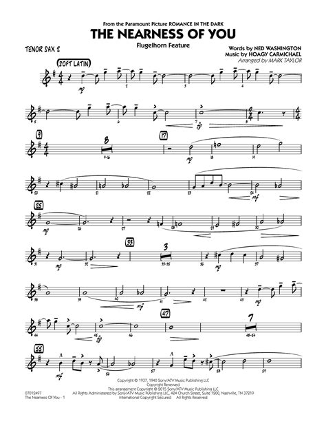 The Nearness Of You Flugelhorn Feature Tenor Sax 2 Sheet Music