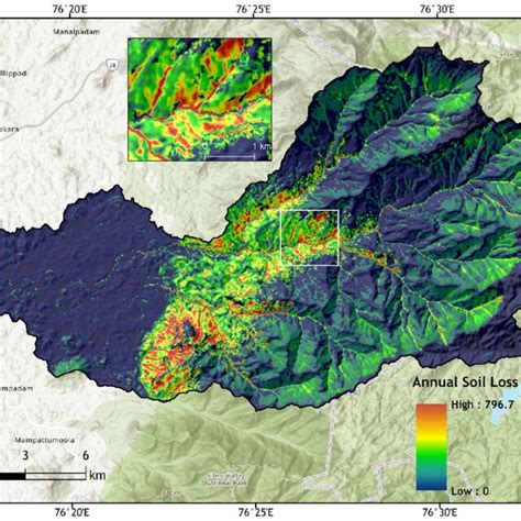 Long Term Annual Average Soil Erosion A In Krb Predicted By Rusle