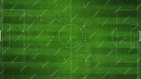 Premium Photo Aerial View Of A Football Match Soccer Football Field