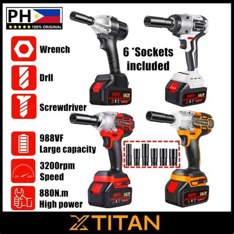 Xtitan 988vf Cordless Wrench Brushless Electric Impact Wrench Drill