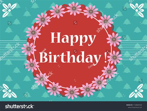 Birthday Frame Pink Flowers Text Happy Stock Vector Royalty Free