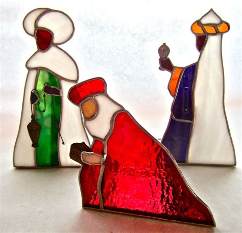 Hand Crafted Stained Glass Christmas Creche Figures - Santons by Caron ...