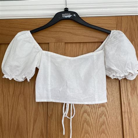 Motel Eunji Crop Top In White Worn Once Perfect Depop