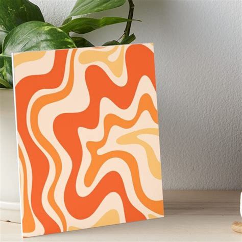 Tangerine Liquid Swirl Retro Modern Abstract Pattern Art Boards