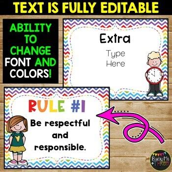 Primary Rainbow Editable Rule Posters And Signs For Classroom