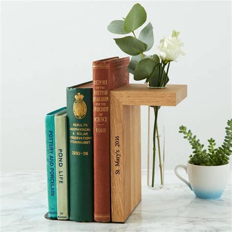 Solid Oak Personalised Bookend Stem Vase By Mijmoj Design Gifts For