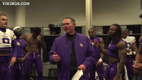 Minnesota Vikings head coach Mike Zimmer congratulates team in locker ...