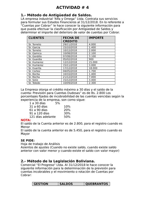 Actividad 4 apuntes ACTIVIDAD 4 1 Método de Antigüedad de