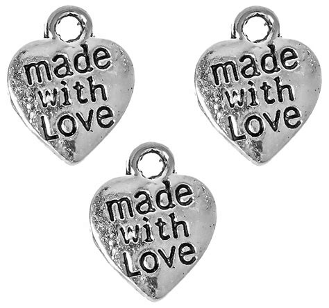 ZAWIESZKI CHARMS SERCA MADE WITH LOVE 8szt 12mm 12690047211 Allegro Pl