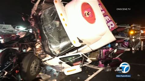 605 Freeway Crash Involving Semi Hauling Carnival Ride Shuts Down