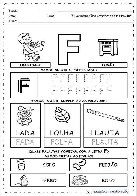 Atividades Letra F Educa O Infantil