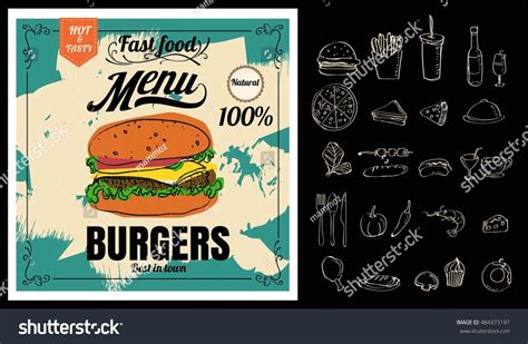 Restaurant Fast Foods Menu Burger On Stock Vector Royalty Free