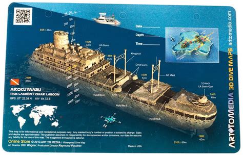 Aikoku Maru Truk Lagoon Micronesia Art To Media Dive Site Map