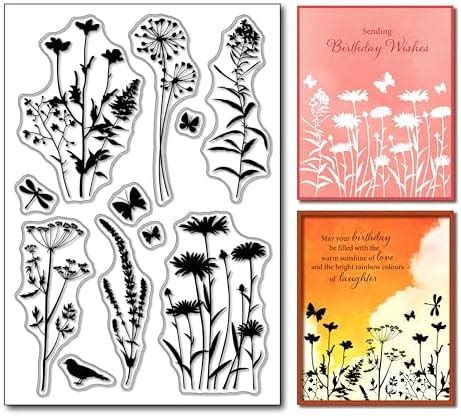 Amazon Inkadinkado Meadow Floral Clear Stamp Set Pc Arts