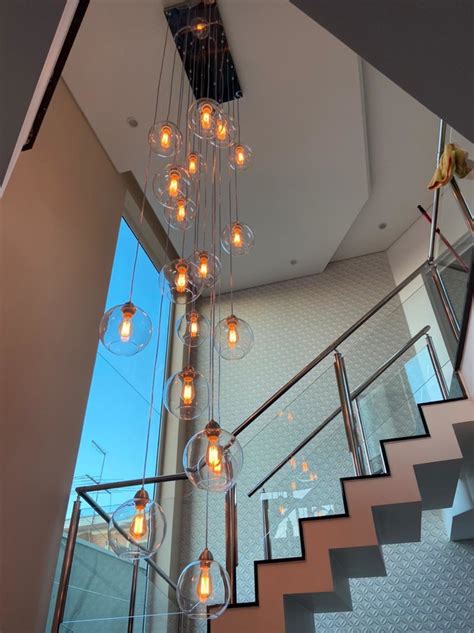 Lustre Pendente Sarvah 18 Globos Transparente Para Casas Pé Direito