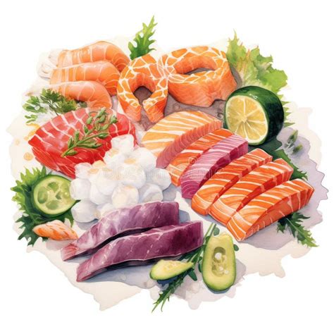 Sashimi Japanese Food Isolated On White Background With Clipping Path