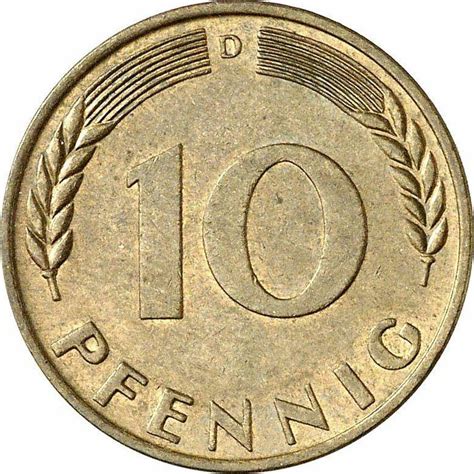 10 Pfennig 1950 D Type 1950 2001 Germany Frg Coin Value
