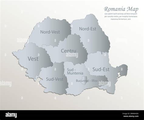 Mapa De Rumania Divisi N Administrativa Con Nombres Papel Azul Blanco