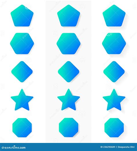 Pentagon Hexagon Rounded Rectangle Star Shape Shadows Stock Vector