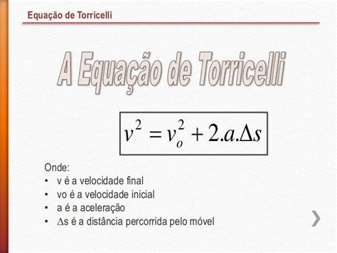Equação De Torriceli - Equação de Torricelli