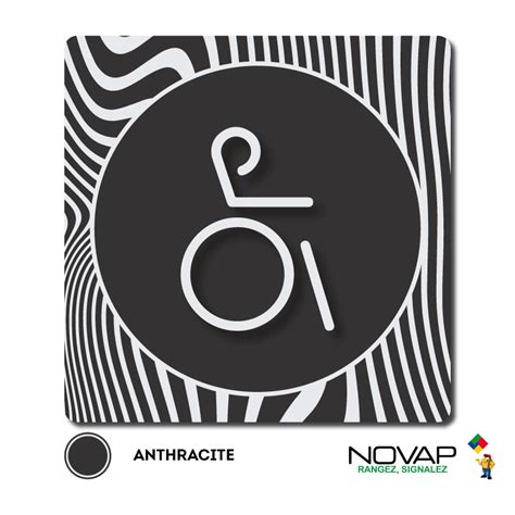 Plaquette Toilettes Handicap S Design Anthracite X Mm