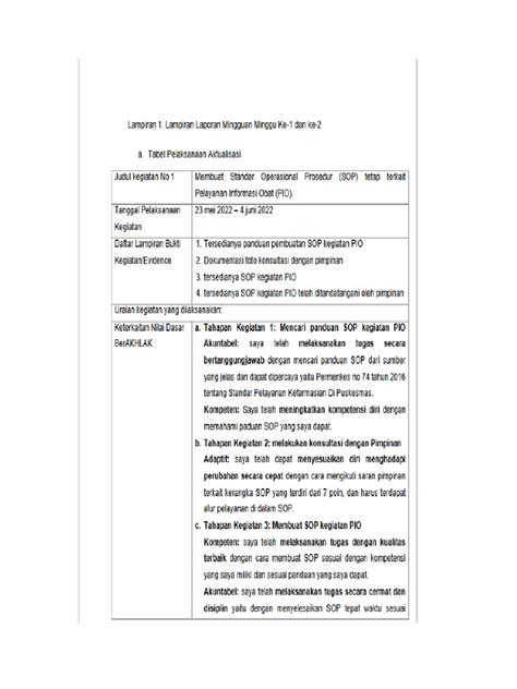 Contoh Laporan Mingguan Pdf