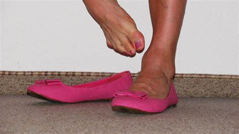 Pink Ballet Flats Tattoo And Anklet Close Up Shoeplay A Photo On