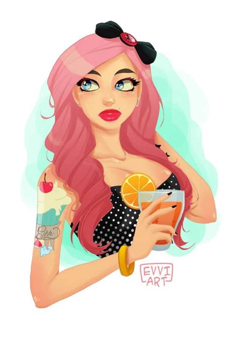 Evvi Art, Artist Art, Cartoon Girl Drawing, Girl Cartoon, Art Drawings, Punk Disney Princesses ...