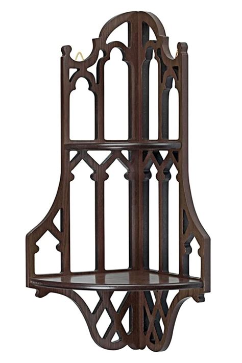 Design Toscano Canterbury Cathedral Gothic Wooden Corner Shelf Inch