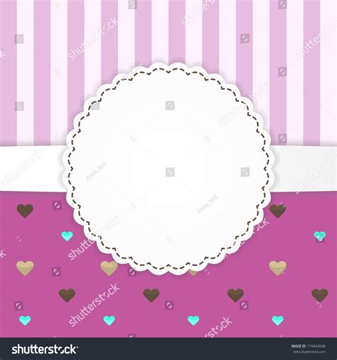 Illustration Pink Stripped Greeting Card Template Stock Vector Royalty