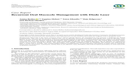 Download Pdf Case Report Recurrent Oral Mucocele Management With