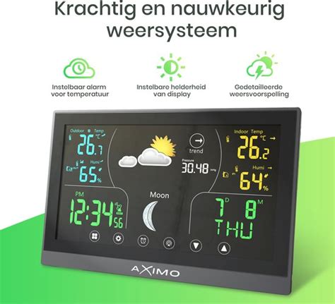 Aximo Weerstation Binnen En Buiten Draadloos Weerstation Met