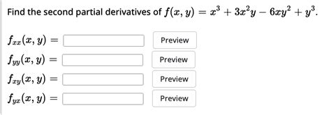 Solved Find The Second Partial Derivatives Of