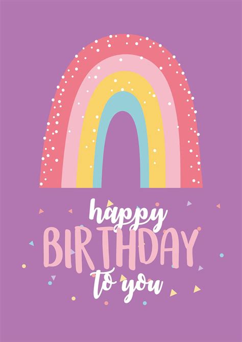 Happy Birthday Rainbow Greeting Card Decoration Celebration Party