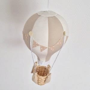 Set Of Beige Hot Air Balloons Baby Shower Gift Travel Theme Nursery