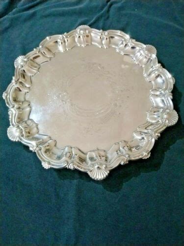 Vintage Silver Plated Cavalier Serving Tray On Ball Claw Feet