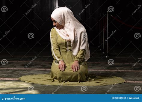 Portrait Of A Gorgeous Humble Muslim Woman Praying In Peace At A Mosque