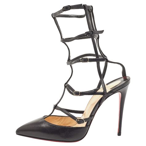 Christian Louboutin Black Leather Kadreyana Caged Pumps Size 37 For Sale At 1stdibs