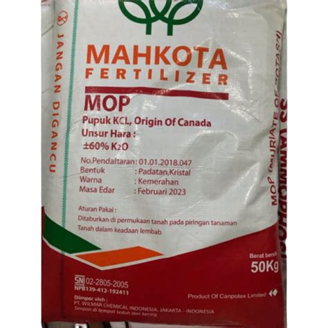 Jual Pupuk KCL Mahkota 50 Kg Canada Kanada Muriate Of Potash MOP