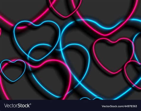 Bright Blue And Purple Neon Hearts Abstract Vector Image