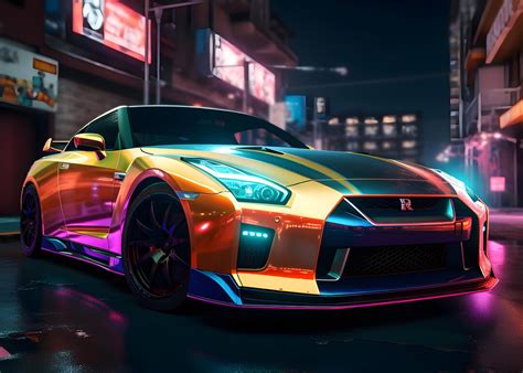 Nissan GTR Poster Download, Nissan GTR R35 Poster, Neon Nissan Poster ...
