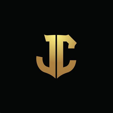 Jc Logo Monogram With Gold Colors And Shield Shape Design Template