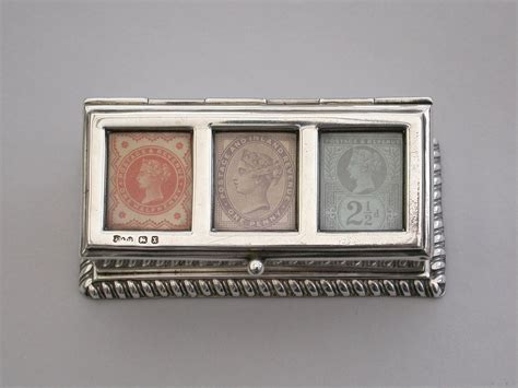 victorian silver triple compartment stamp box bada