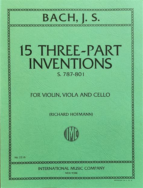 Bach Js Three Part Inventions Bwv For Violin Viola And