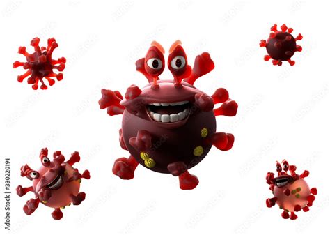 Cartoon Virus Covid 19 Coronavirus Quarantine Concept 3d Render Stock