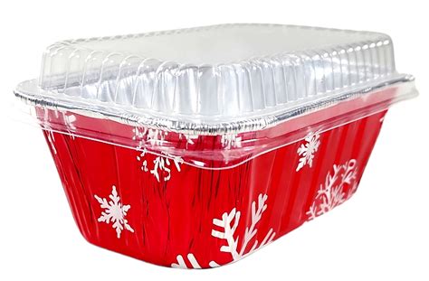 1 lb. Red Holiday Christmas Snowflake Aluminum Foil Small Mini Loaf ...